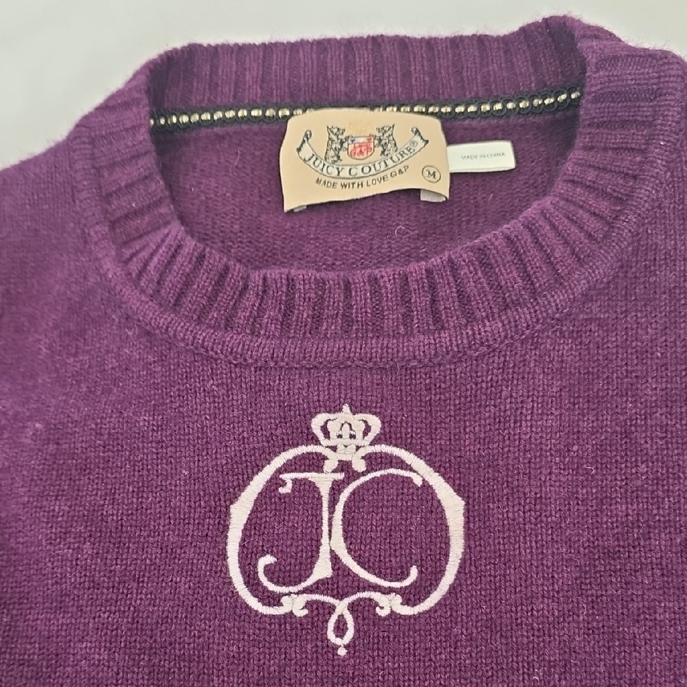 Juicy Couture Purple Cashmere And Merino Wool Crew Neck Sweater